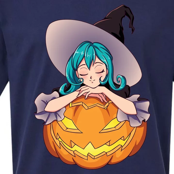 Halloween Cute Anime Witch Pumpkin Sueded Cloud Jersey T-Shirt