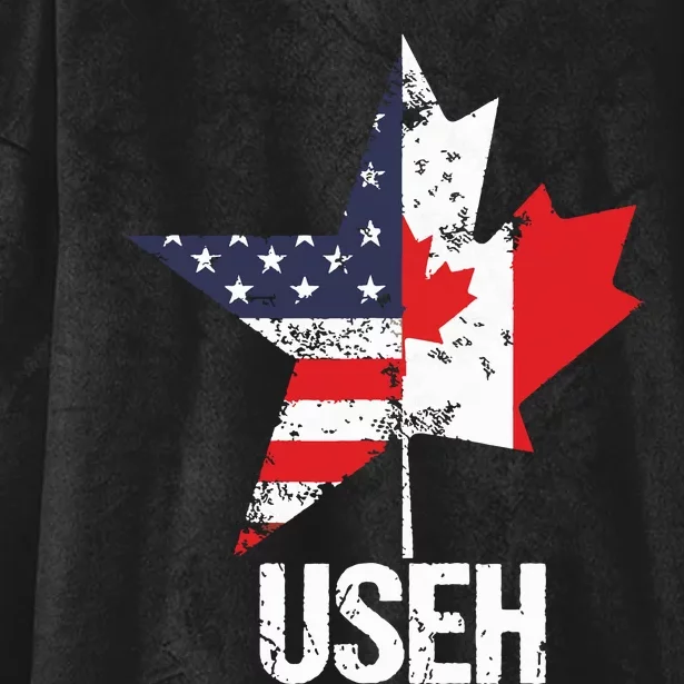 Half Canadian American USEH Canada USA Flag United States Hooded Wearable Blanket