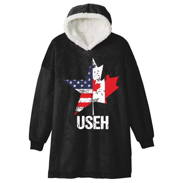 Half Canadian American USEH Canada USA Flag United States Hooded Wearable Blanket