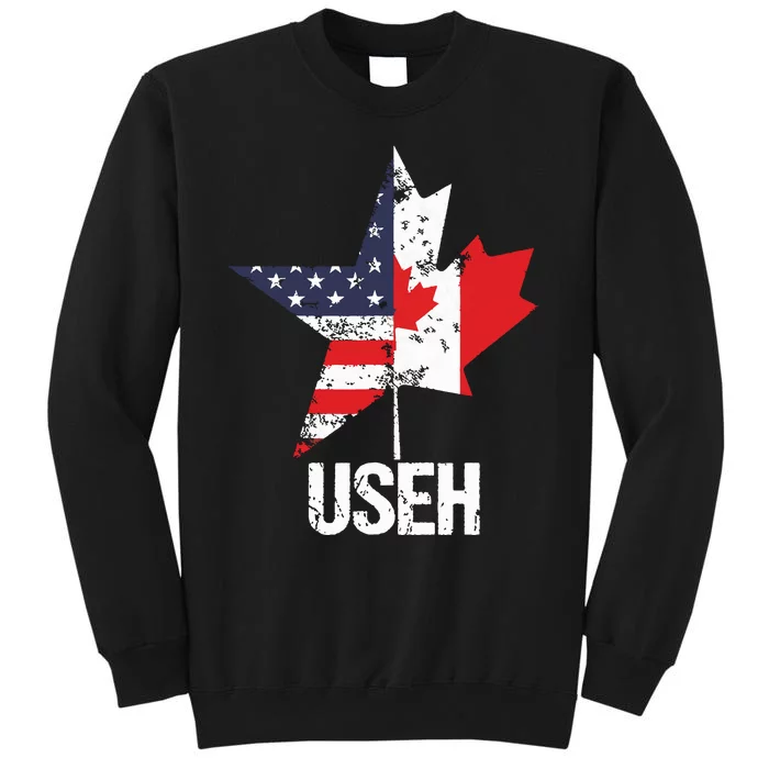 Half Canadian American USEH Canada USA Flag United States Tall Sweatshirt