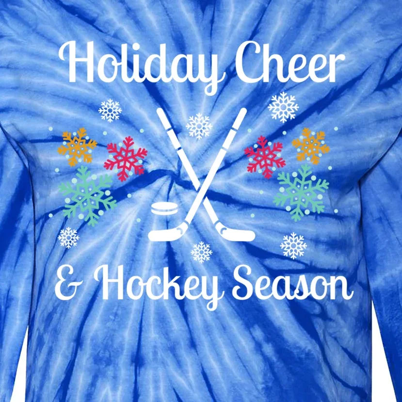 Holiday Cheer And Hockey Season Christmas Winter Holidays Gift Tie-Dye Long Sleeve Shirt