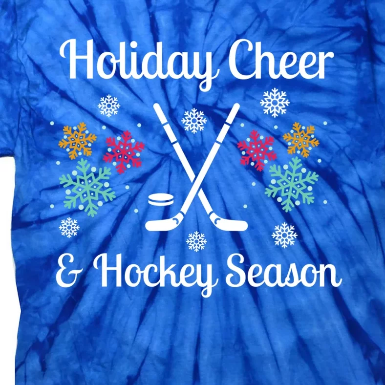 Holiday Cheer And Hockey Season Christmas Winter Holidays Gift Tie-Dye T-Shirt