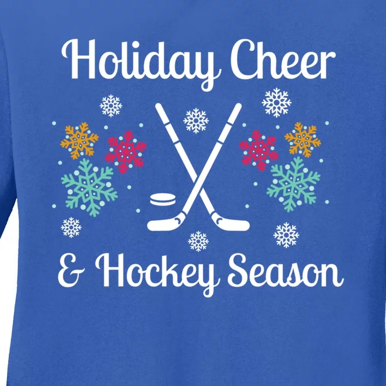 Holiday Cheer And Hockey Season Christmas Winter Holidays Gift Ladies Long Sleeve Shirt