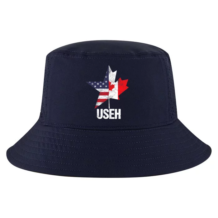 Half Canadian American USEH Canada USA Flag United States Cool Comfort Performance Bucket Hat