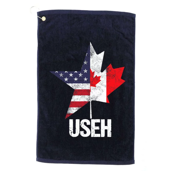 Half Canadian American USEH Canada USA Flag United States Platinum Collection Golf Towel