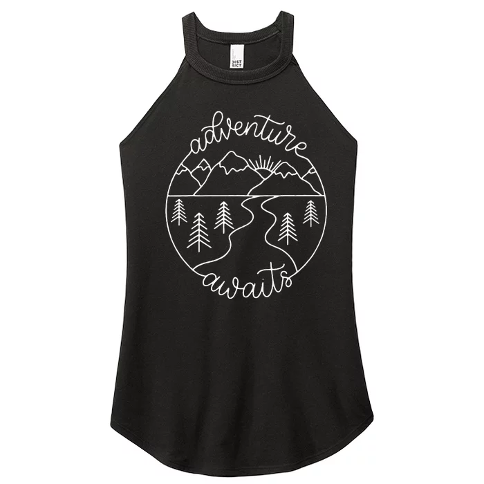 Happy Camper Adventure Awaits Summer Vacation Gift For Women Women’s Perfect Tri Rocker Tank