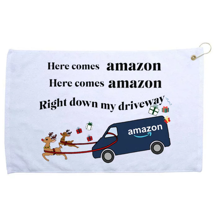 Here Comes Amazon Christmas Funny Grommeted Golf Towel