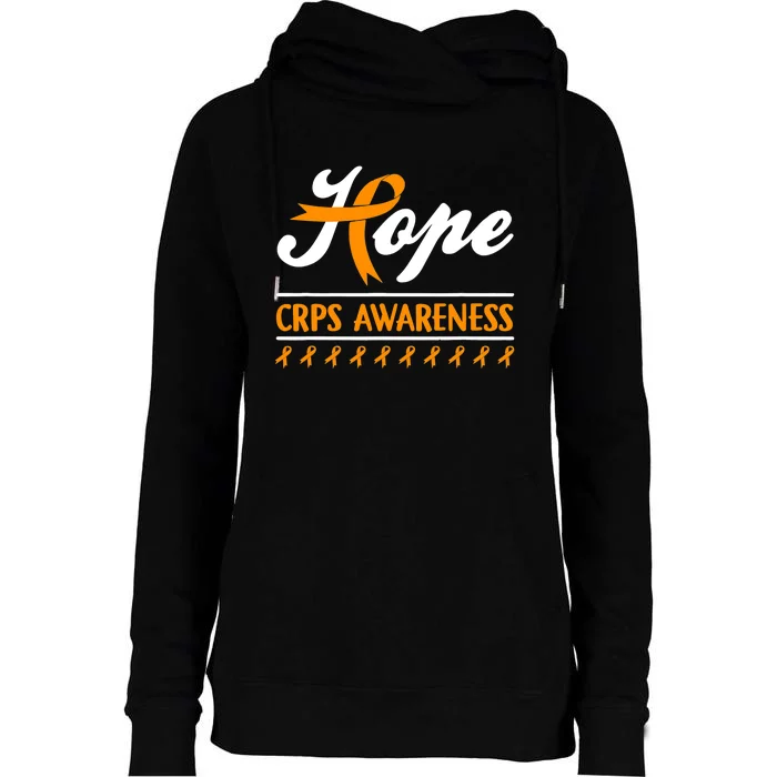 Hope CRPS Awareness Month Orange Ribbon Feather Support Womens Funnel Neck Pullover Hood