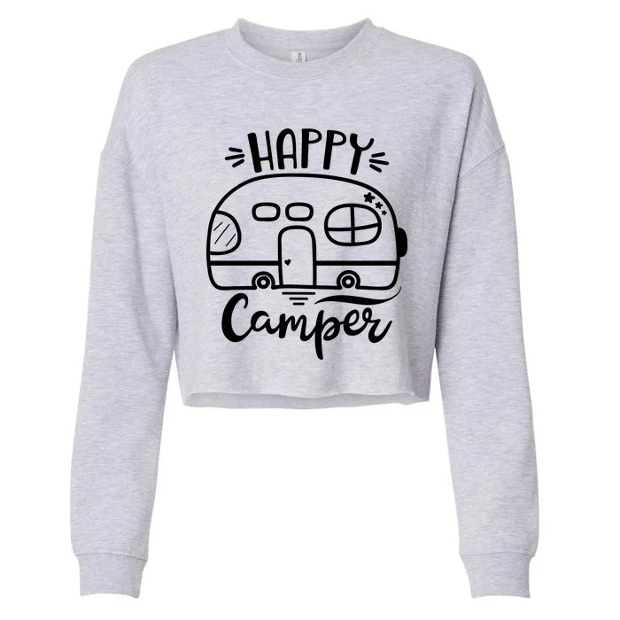 Happy Camper Adventure Travel Cropped Pullover Crew