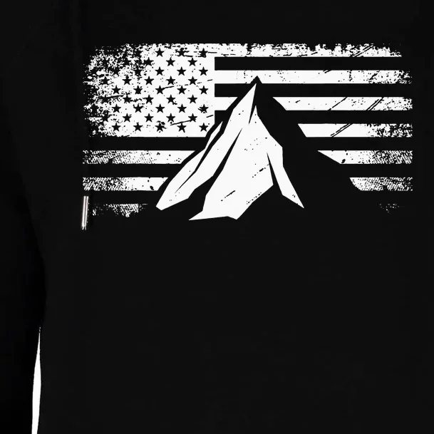 Hiking Camping American Flag Outdoor Camping Womens Funnel Neck Pullover Hood