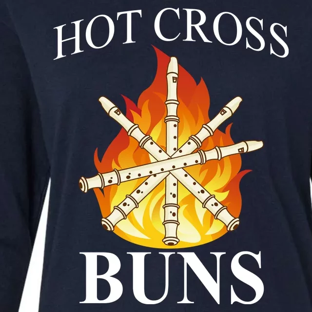 Hot Cross Buns Metal Rock Womens Cotton Relaxed Long Sleeve T-Shirt