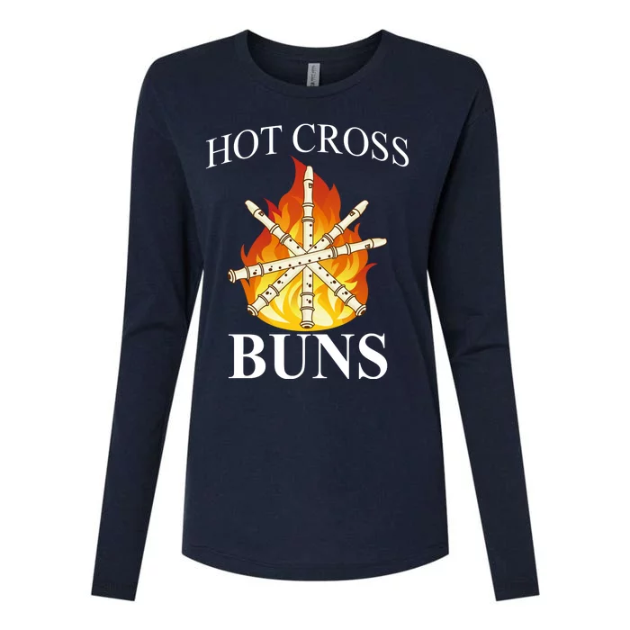 Hot Cross Buns Metal Rock Womens Cotton Relaxed Long Sleeve T-Shirt