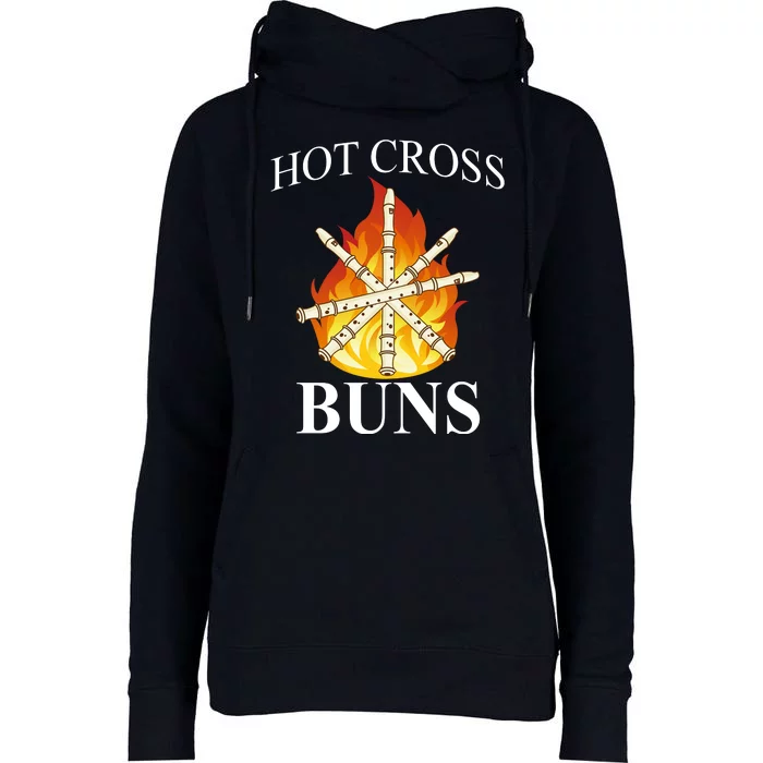 Hot Cross Buns Metal Rock Womens Funnel Neck Pullover Hood