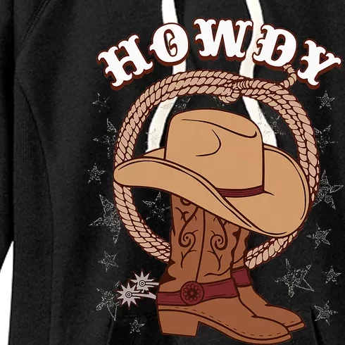 Howdy Cowboy Boots Hat Funny Rodeo Country Western Texas Women's Fleece Hoodie