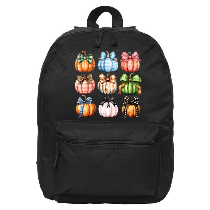 Halloween Coquette Bow Pumpkin Autumn Thanksgiving 16 in Basic Backpack