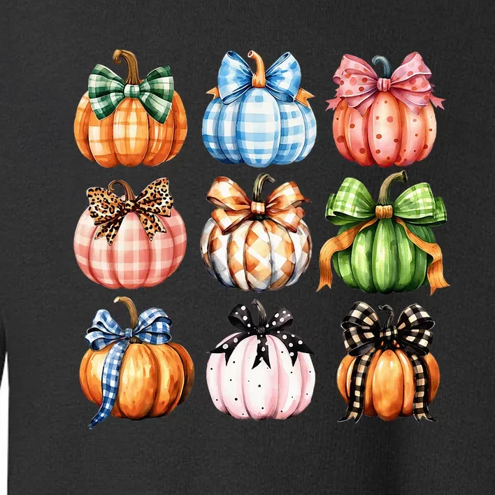 Halloween Coquette Bow Pumpkin Autumn Thanksgiving Toddler Sweatshirt