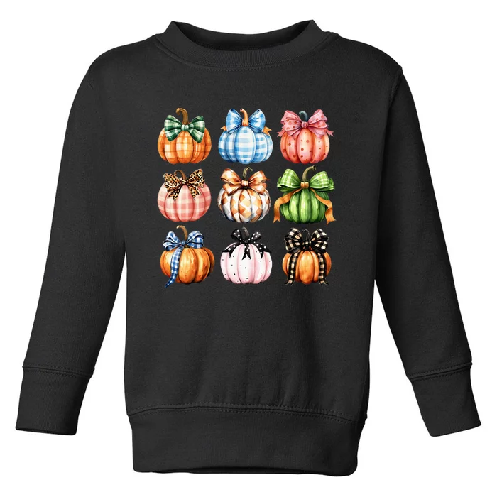 Halloween Coquette Bow Pumpkin Autumn Thanksgiving Toddler Sweatshirt