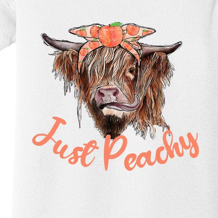 Highland Cow Bandana Just Peachy Western Country Peach Lover Baby Bodysuit