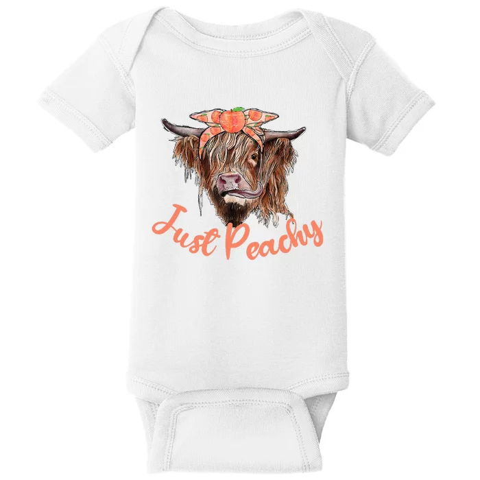 Highland Cow Bandana Just Peachy Western Country Peach Lover Baby Bodysuit