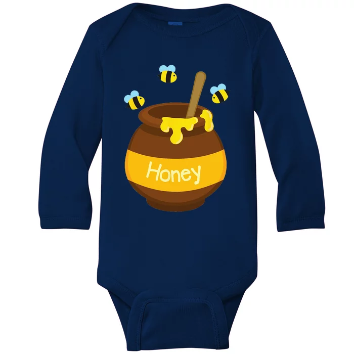 Honey Cute Bee Buzzing Beehive Pot Flying Funny Beekeeping Baby Long Sleeve Bodysuit