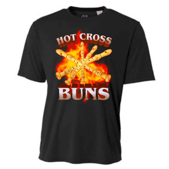 Hot Cross Buns Fire Recorder Flute Cooling Performance Crew T-Shirt