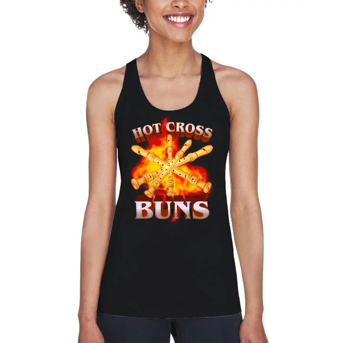 Hot Cross Buns Fire Recorder Flute Women's Racerback Tank