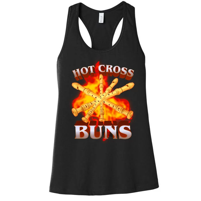 Hot Cross Buns Fire Recorder Flute Women's Racerback Tank