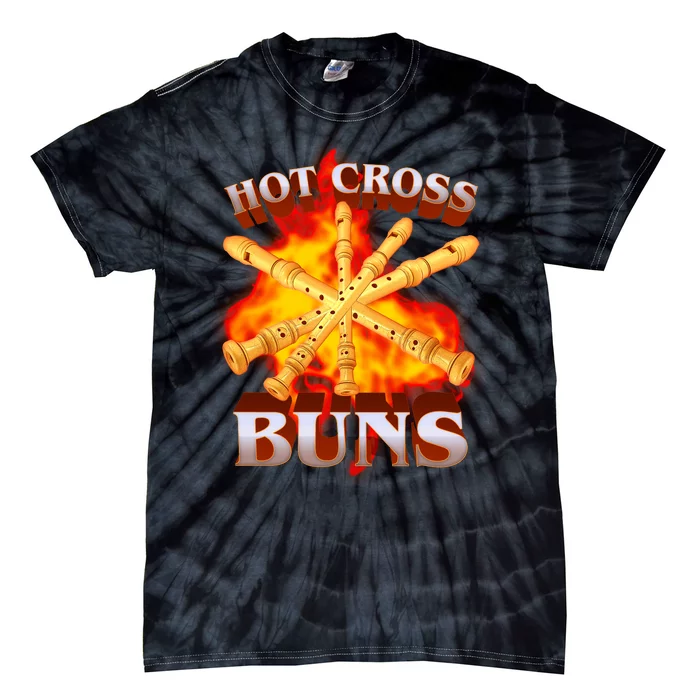 Hot Cross Buns Fire Recorder Flute Tie-Dye T-Shirt