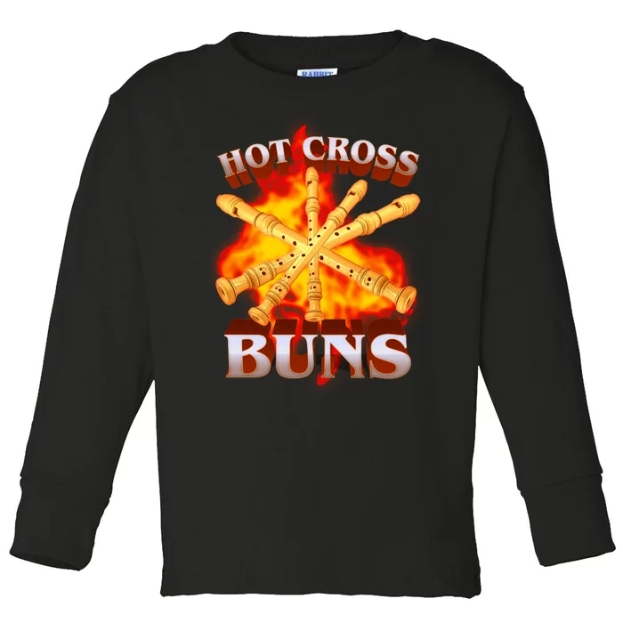 Hot Cross Buns Fire Recorder Flute Toddler Long Sleeve Shirt