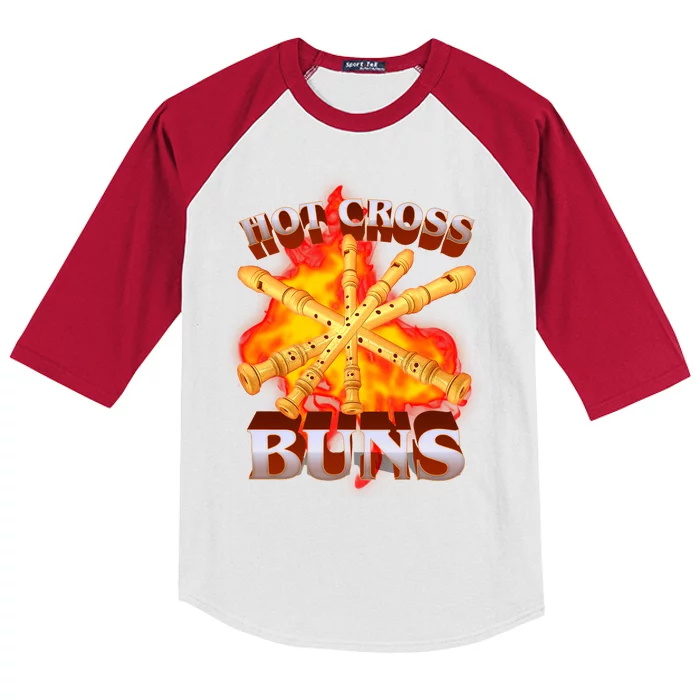 Hot Cross Buns Fire Recorder Flute Kids Colorblock Raglan Jersey