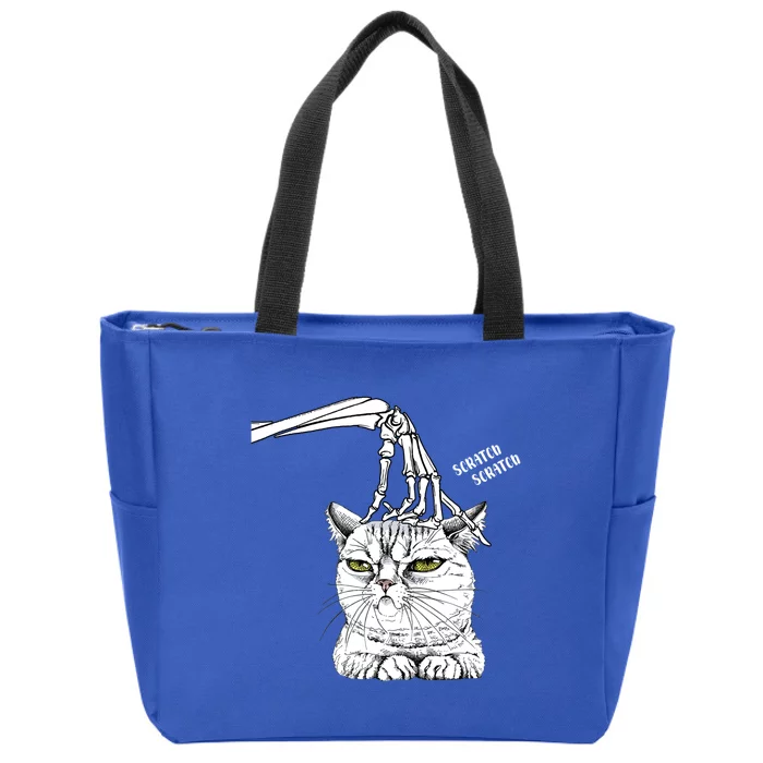 Halloween Cat Black Lover Skeleton Hand Boop Funny Meaningful Gift Zip Tote Bag