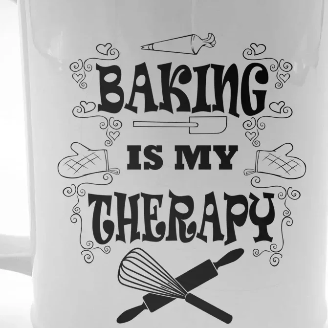 Hobby Chef Baking Is My Therapy Baker Funny Gift Front & Back Beer Stein