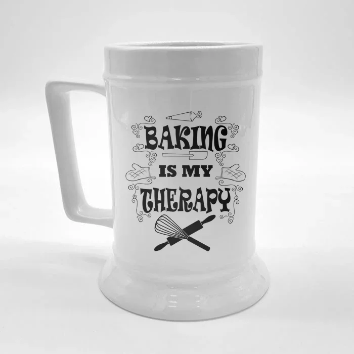 Hobby Chef Baking Is My Therapy Baker Funny Gift Front & Back Beer Stein