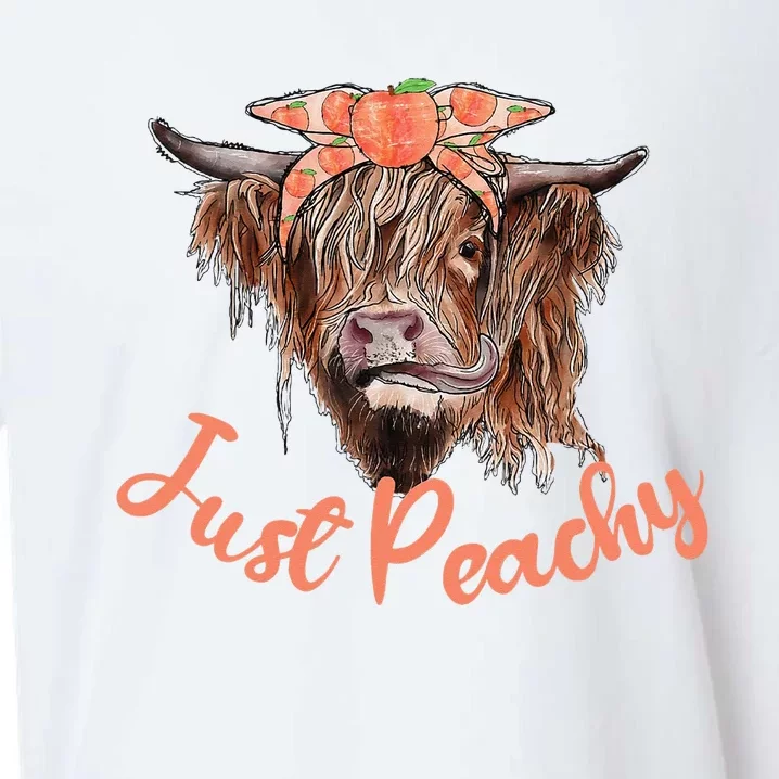 Highland Cow Bandana Just Peachy Western Country Peach Lover Sueded Cloud Jersey T-Shirt