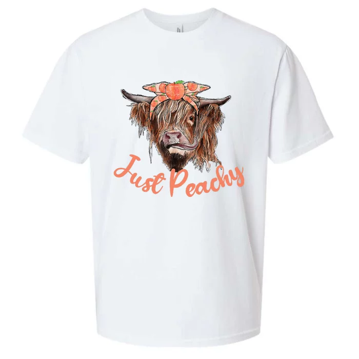 Highland Cow Bandana Just Peachy Western Country Peach Lover Sueded Cloud Jersey T-Shirt