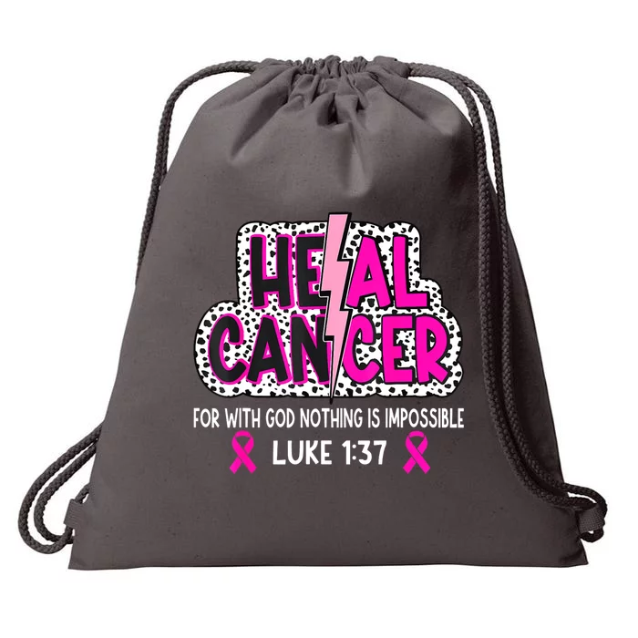 Heal Cancer Believe God Christian Breast Cancer Awareness Drawstring Bag