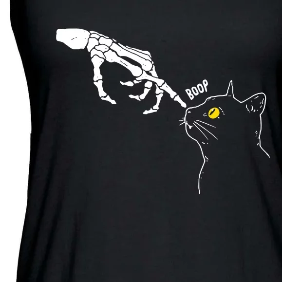 Halloween Cat Black Lover Skeleton Hand Boop Ladies Essential Flowy Tank