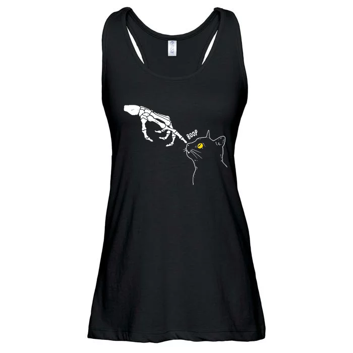 Halloween Cat Black Lover Skeleton Hand Boop Ladies Essential Flowy Tank