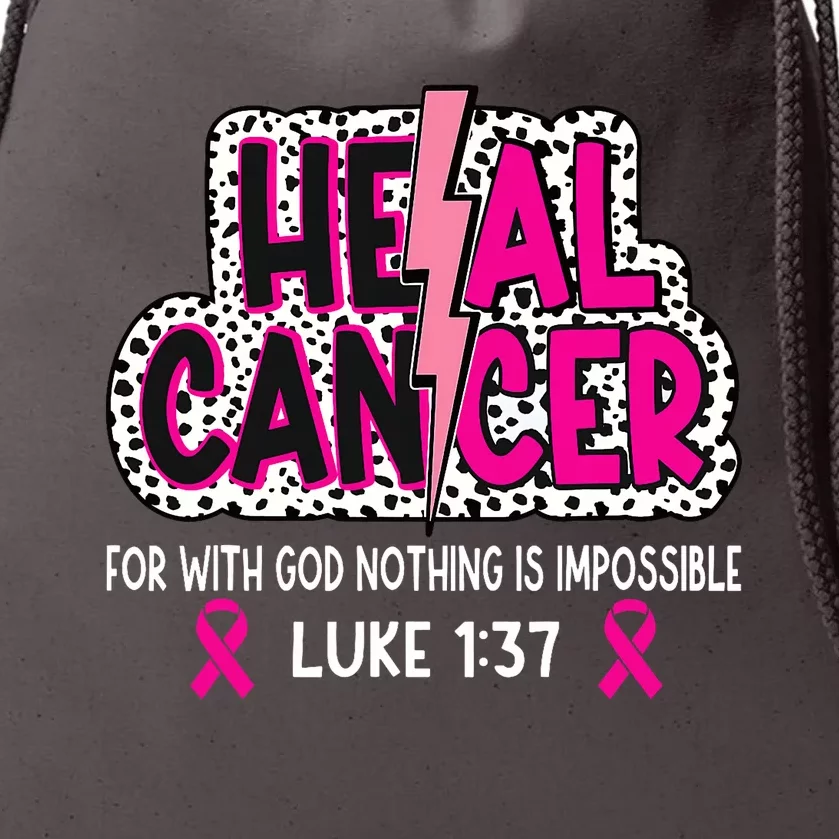 Heal Cancer Believe God Christian Breast Cancer Awareness Drawstring Bag