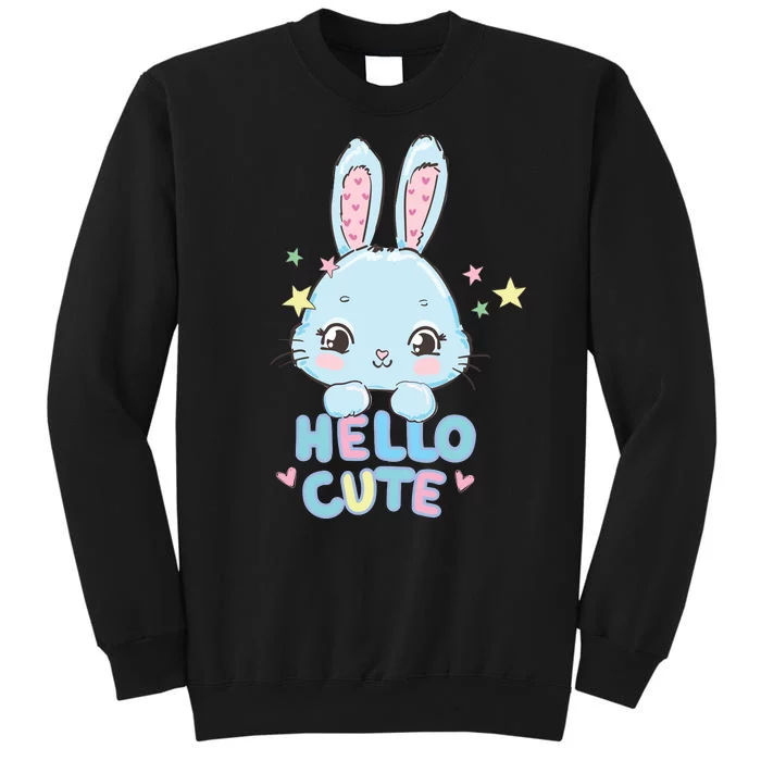 Hello Cute Bunny Blue Pink Girly Rabbit Childrens Tall Sweatshirt