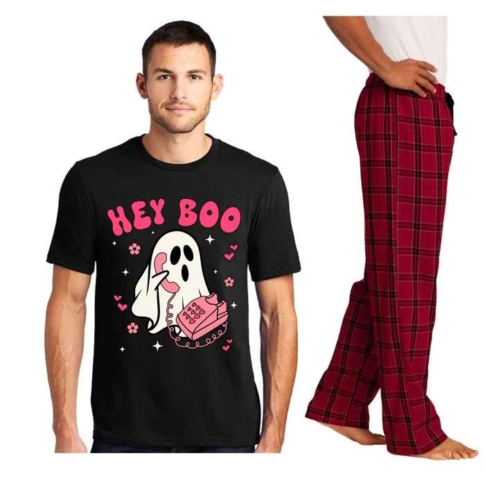 Hey Cute Boo Halloween Funny Little Ghost With Pink Phone Great Gift Pajama Set