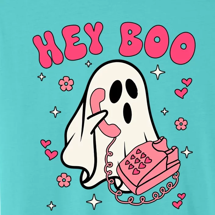 Hey Cute Boo Halloween Funny Little Ghost With Pink Phone Great Gift ChromaSoft Performance T-Shirt