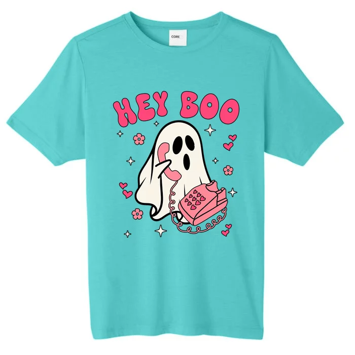 Hey Cute Boo Halloween Funny Little Ghost With Pink Phone Great Gift ChromaSoft Performance T-Shirt