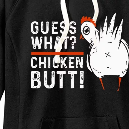 Hilarious Chicken Butt Joke! White Design Women's Fleece Hoodie