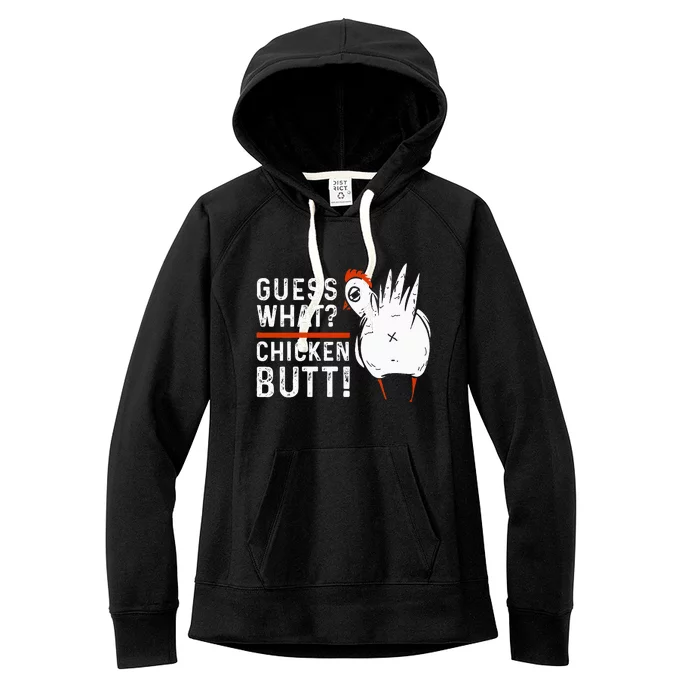 Hilarious Chicken Butt Joke! White Design Women's Fleece Hoodie