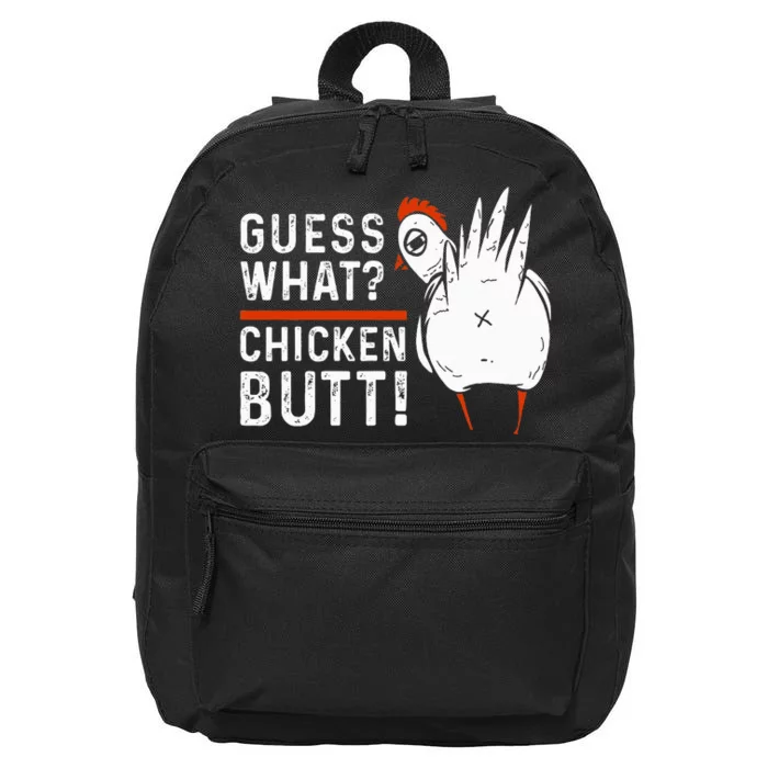 Hilarious Chicken Butt Joke! White Design 16 in Basic Backpack