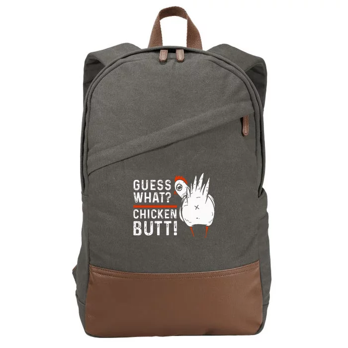 Hilarious Chicken Butt Joke! White Design Cotton Canvas Backpack