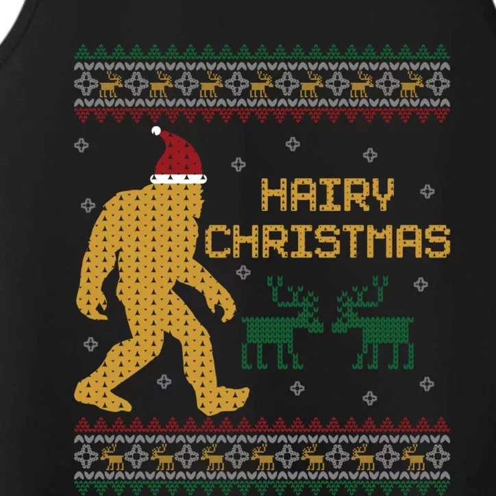 Hairy Christmas Bigfoot Santa Ugly Christmas Sweater Gift Performance Tank