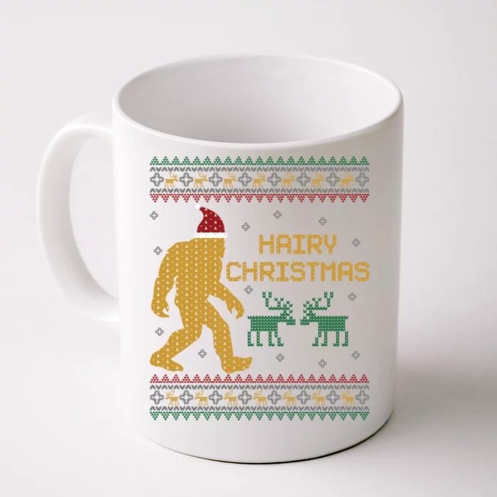 Hairy Christmas Bigfoot Santa Ugly Christmas Sweater Gift Front & Back Coffee Mug