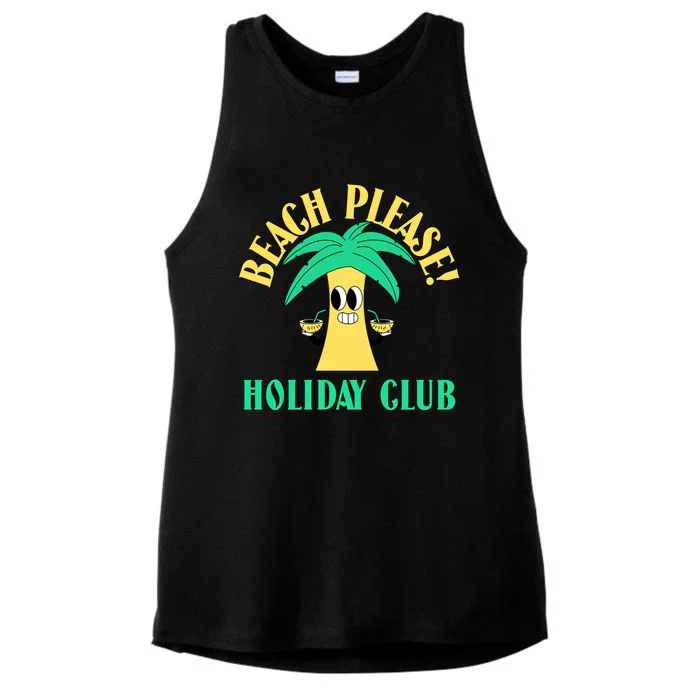 Holiday Club Beach Please Summer Palm Tree Gift Ladies Tri-Blend Wicking Tank